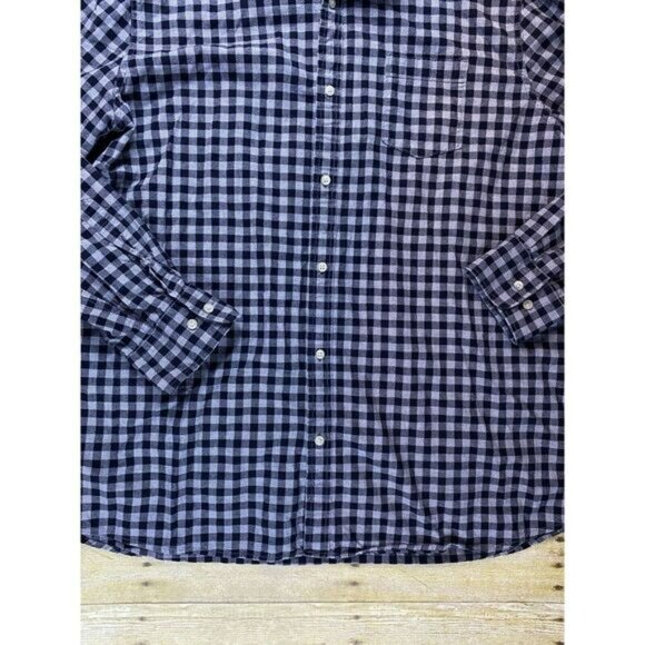 Men's 100% Cotton Gray Black Check Men's Size XXL Modern Fit Long Sleeve - Picture 5 of 11